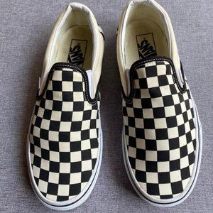 Vans Off The Wall Checker Board Black White Slip on Sneakers Men 7/Women 8.5
